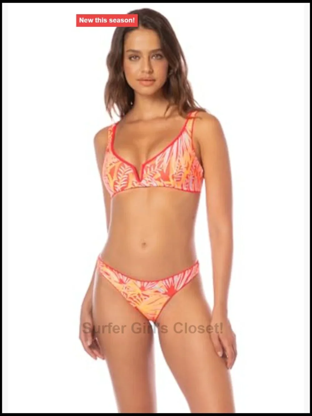 Red Maaji Victoria Top V Wire Bralette Bikini Top Moderate Coverage